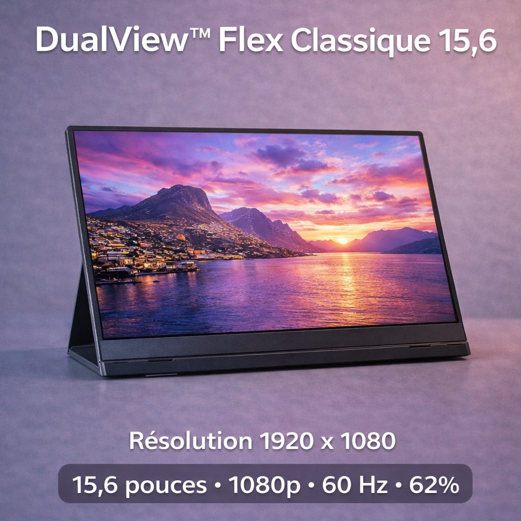 DualView™ Flex – Moniteur portable pliable pour ordinateur